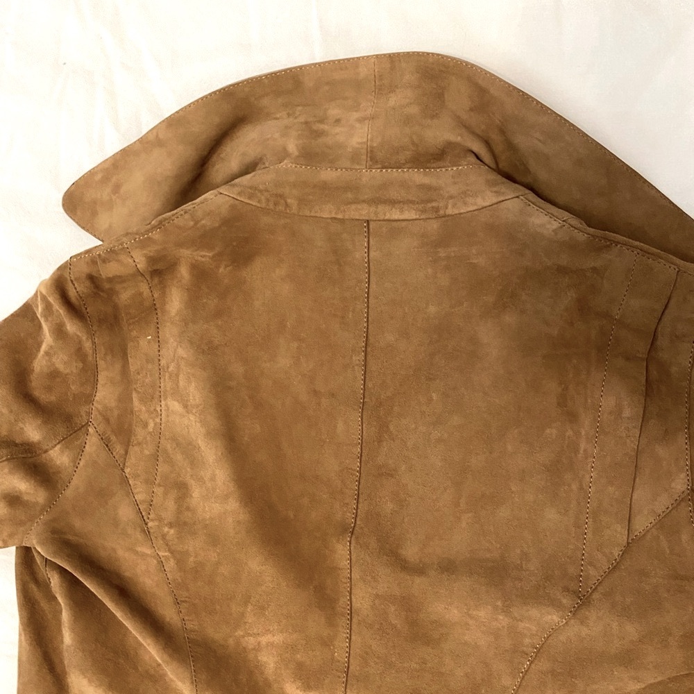 Massimo Dutti Camel Leather Jacket size small with silver hardware - Picture 10 of 14